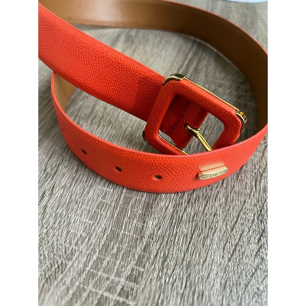 LRL Ralph Lauren Womens Belt Textured Belt Orange Adjustable Buckle 38.5